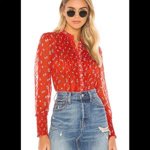 Free People Red Flowers In December Blouse